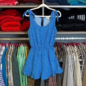 BeBop blue/white print sleeveless elastic waistband romper size S